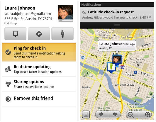 Google Maps 5.2 ~ Ping friends in Latitude