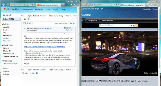 Internet Explorer 9 - Aero snap