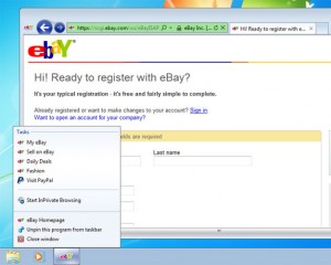 Internet Explorer 9 - Jump list eBay