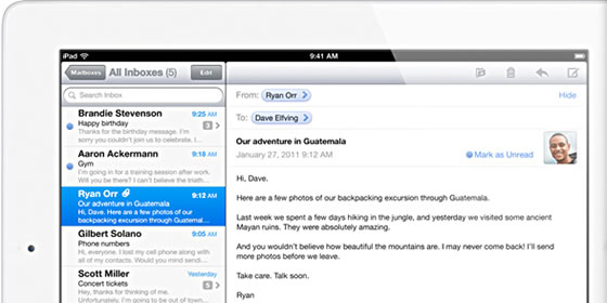 iPad 2 Mail app