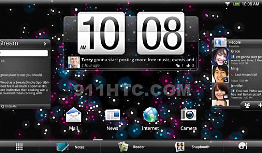 HTC Puccini running Android 3.0.1 with Sense on a 1.5GHz dual core processor