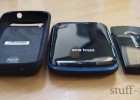 External battery roundup review: from left to right, PowerSkin, New Trent and Duracel