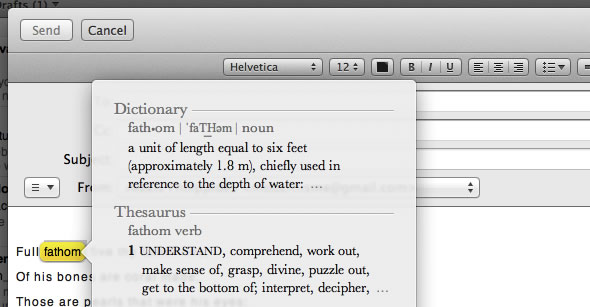 Mac OS X Lion Dictionary look up