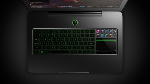 Razer Blade gaming laptop backlit keyboard and LCD touchpad