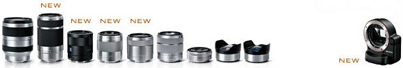 Sony E-mount lenses and NEX-to-Alpha lens mount adapter