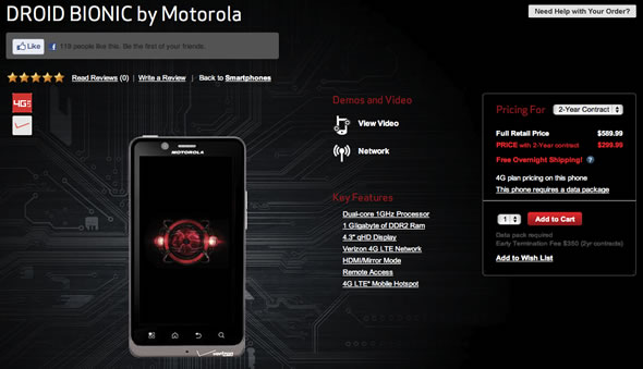 Motorola Droid Bionic on Verizon launch