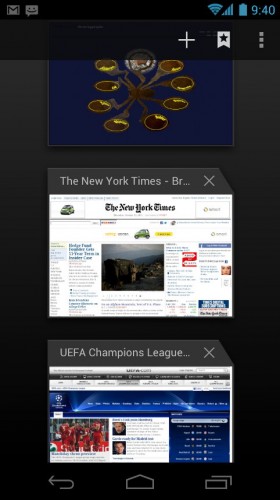 Android Ice Cream Sandwich: Browser tabs