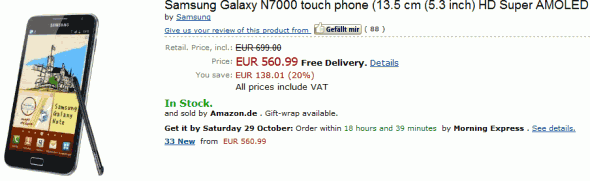 Galaxy Note in-stock from Amazon Germany