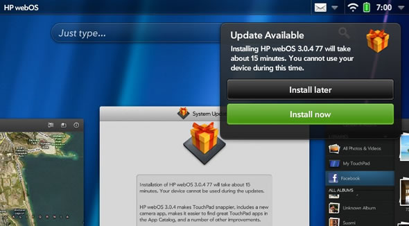 HP TouchPad webOS software update 3.0.4