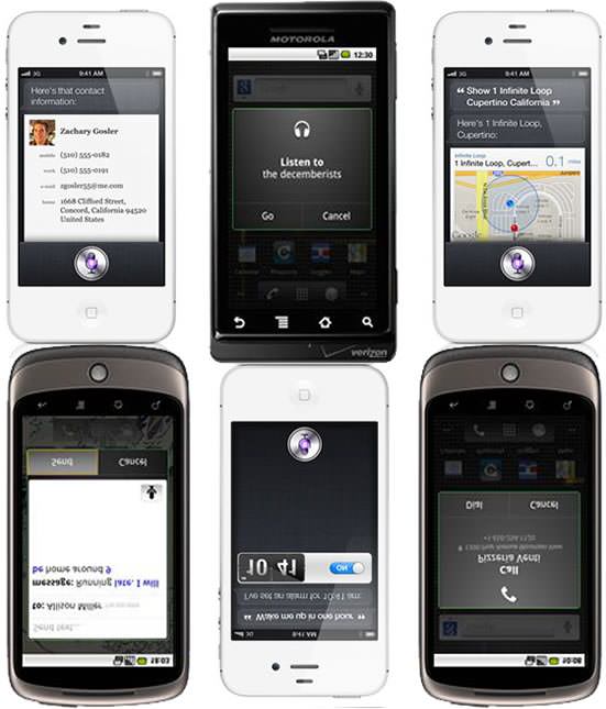 iOS 5 Siri and Google Voice Actions for Android