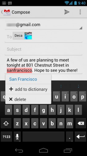 Android Ice Cream Sandwich: Keyboard text replace