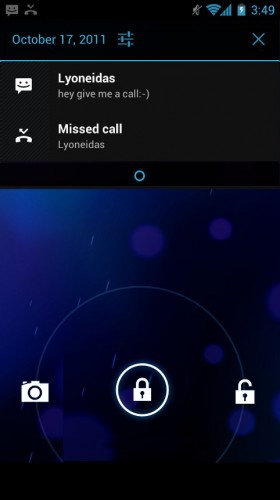 Android Ice Cream Sandwich: Lockscreen notification bar