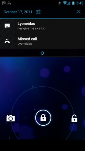 Android Ice Cream Sandwich: Lockscreen notification bar