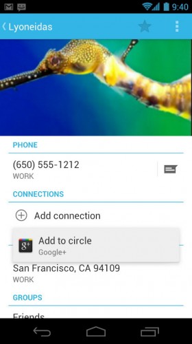 Android Ice Cream Sandwich: Contact