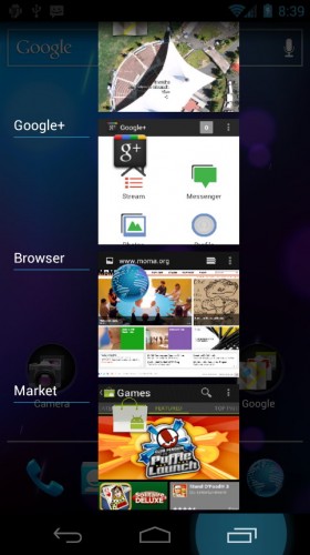 Android Ice Cream Sandwich: Recent apps, multitasking