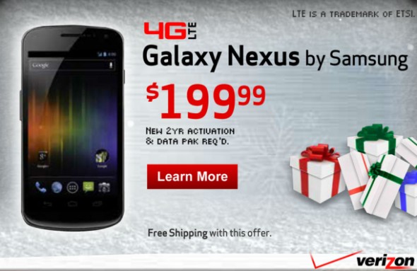 Verizon 4G LTE Galaxy Nexus price ad