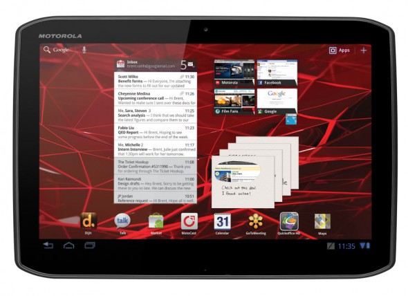 Motorola XOOM 2 10.1-inch Android tablet - Home screen, front Motorola XOOM 2 10.1-inch Android tablet - Home screen, front