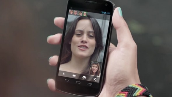 Google+ mobile Hangouts video conferencing on a Galaxy Nexus