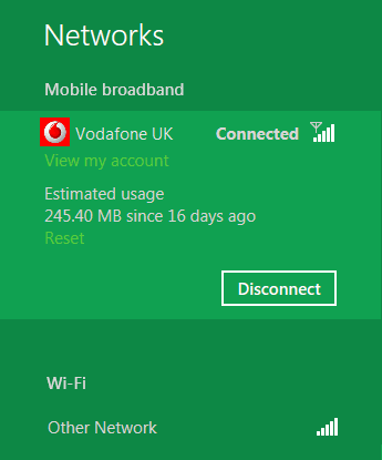 Mobile network connection and data usage