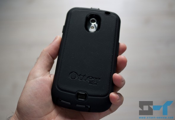 Galaxy Nexus OtterBox Defender series case back in hand