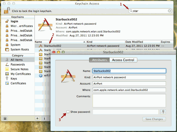 Keychain on MacOS to recover Wi-Fi password