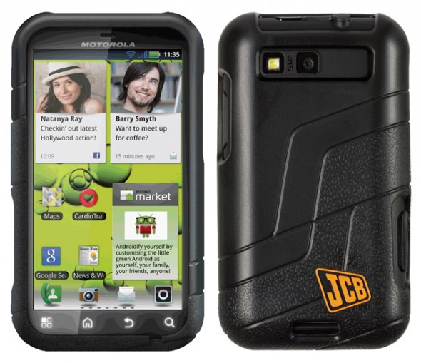 Motorola Defy+ JCB edition back and front