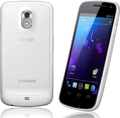 White Samsung Galaxy Nexus back and side White Samsung Galaxy Nexus back and side