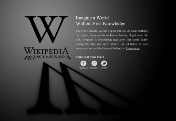 Wikipedia stop SOPA day blackout