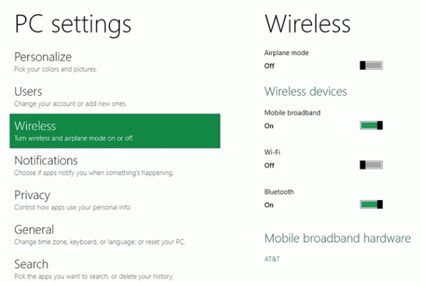 Windows 8 connection manager