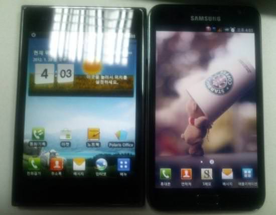 LG Optimus Vu vs. Samsung Galaxy Note size comparison picture