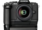 Olympus OM-D E-M5 MFT digital camera - front - black with horizontal and battery grips