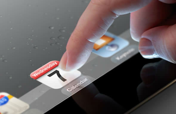 Apple iPad 3 (iPad HD) event invitation - finger touching calendar