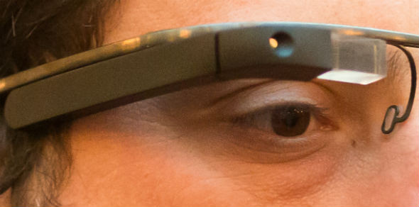 Google Project Glass augmented reality glasses close-up