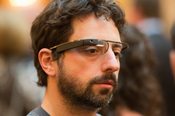 Sergey Brin wearing Google's Project Glass AR eyewear