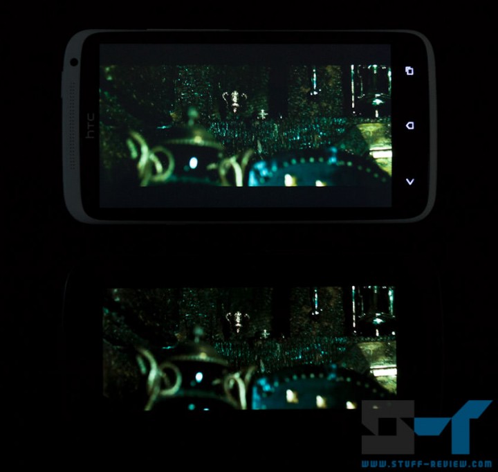 HTC One X (top) vs. Galaxy Nexus (bottom) screen: movie playback