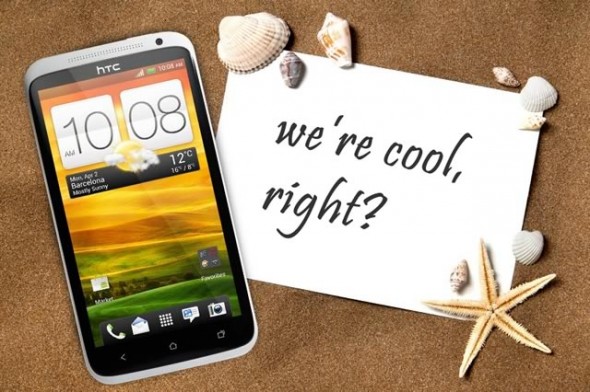 HTC One X white on sand