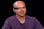 Sebastian Thrun wearing Project Glass headset at Charlie Rose interview