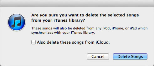 Delete songs from iTunes library