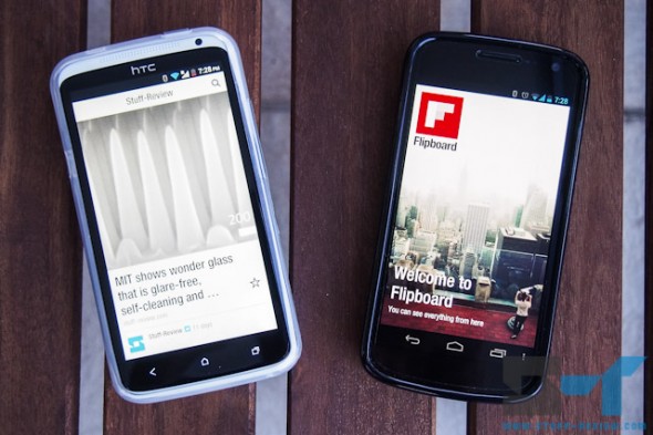 Flipboard for Android running on an HTC One X and the Galaxy Nexus