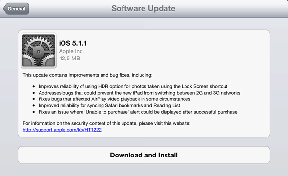 iOS 5.1.1 software update