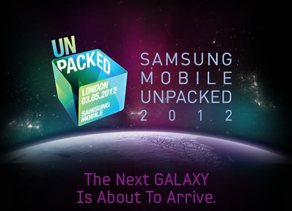 Samsung Unpacked 2012 event banner: Galaxy S3