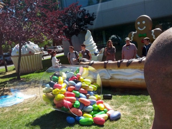 Jelly Bean sculpture on the lawn of Google's Mountain View headquarters