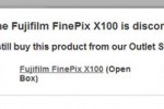 Screen capture from Crutchfield's website showing that the Fujifilm X100 has been discontinued