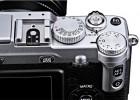 Fujifilm X-E1 silver top dials close-up