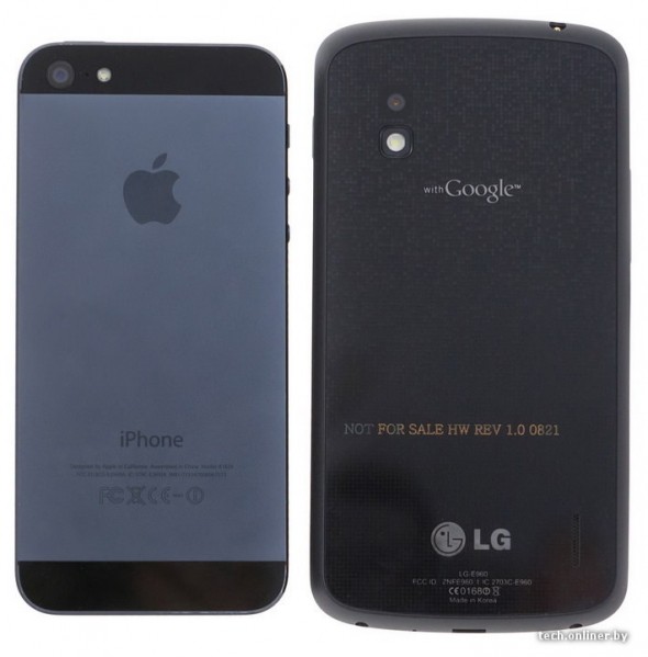 LG Google Nexus vs. iPhone 5 back